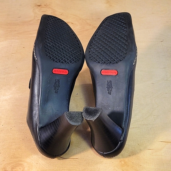 Aerosoles Cinch Worm Black Leather Womens Heels - Picture 7 of 9